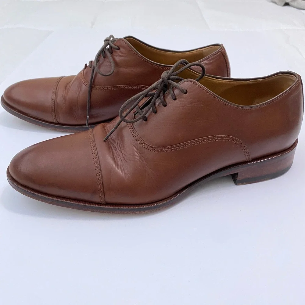 Johnston & Murphy Old Money Park Avenue Oxford Men 8 Brown Cap Toe Dress Shoe